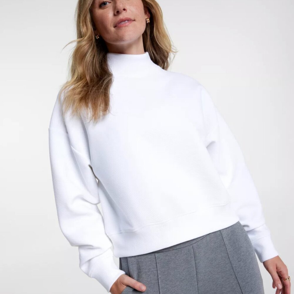 Calia Women's Funnel Neck Pullover in Pure White NWT
